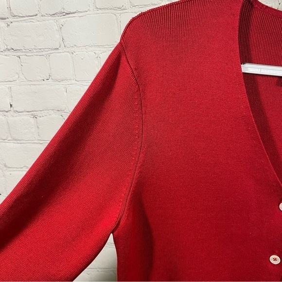 Lauren Ralph Lauren Red Silk Button Up Cardigan M - Picture 3 of 13